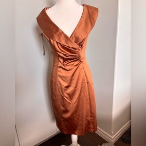 Kay Unger Bronze Ruched Midi Dress